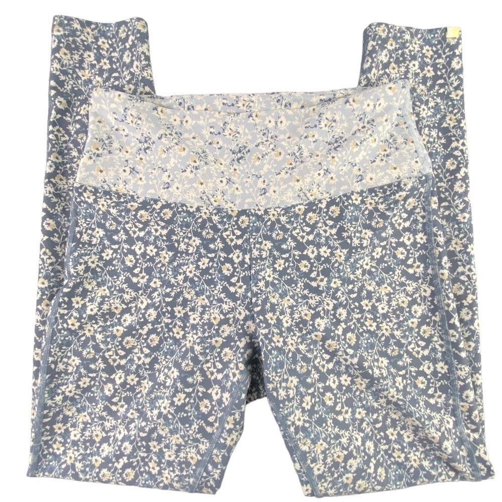 Summersalt The Do-It-All High Rise Crop Leggings Powder Blue In Bloom Print 6